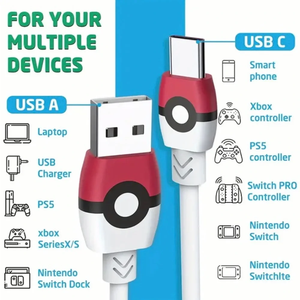 USB C Charging Cable For Nintendo Switch, Cute 4.92ft Fast Charger Cord